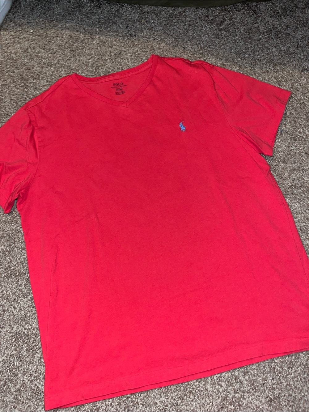 Polo by Ralph Lauren Men's hot pink V-Neck Tee with Blue Pony